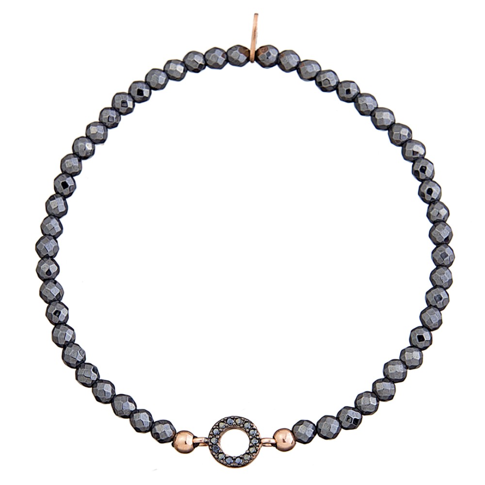 Sterling silver 925°. Hematite easy-fit circle bracelet
