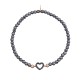 Sterling silver 925°. Hematite easy-fit heart bracelet