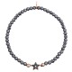 Sterling silver 925°. Hematite easy-fit star bracelet