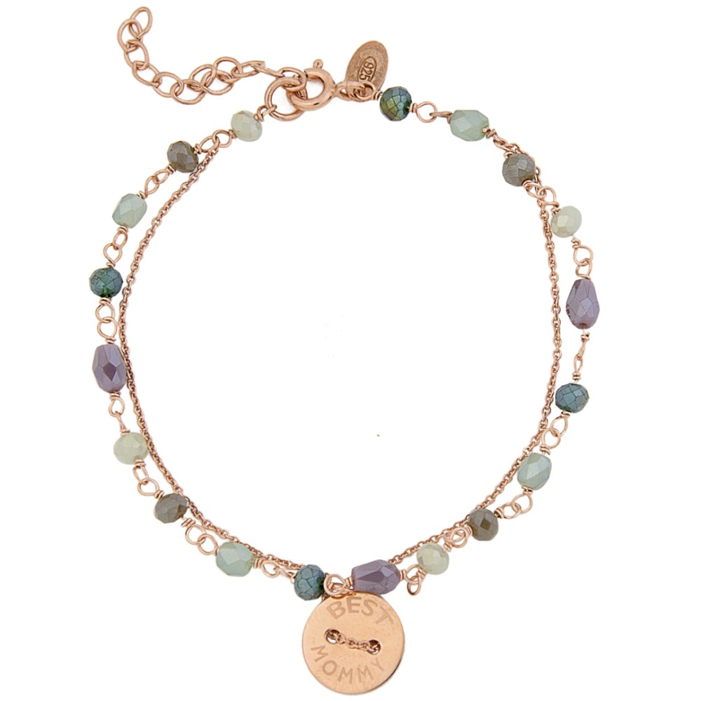 Sterling silver 925°. Best Mommy button & mixed stones bracelet