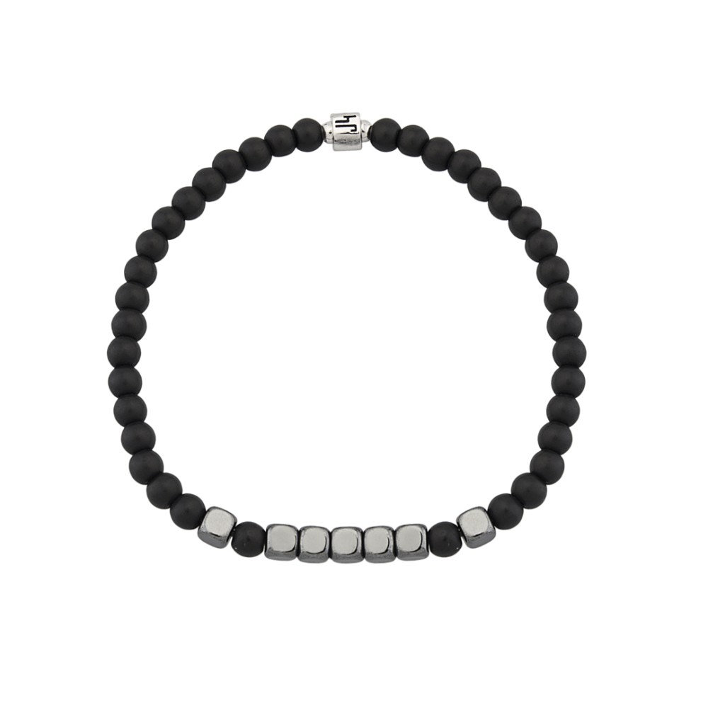 Black onyx and hematite bead bracelet