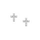 Σκουλαρίκια στικ σχέδιο σταυρός με πέτρες ζιργκόν από λευκόχρυσο 9 καρατίων