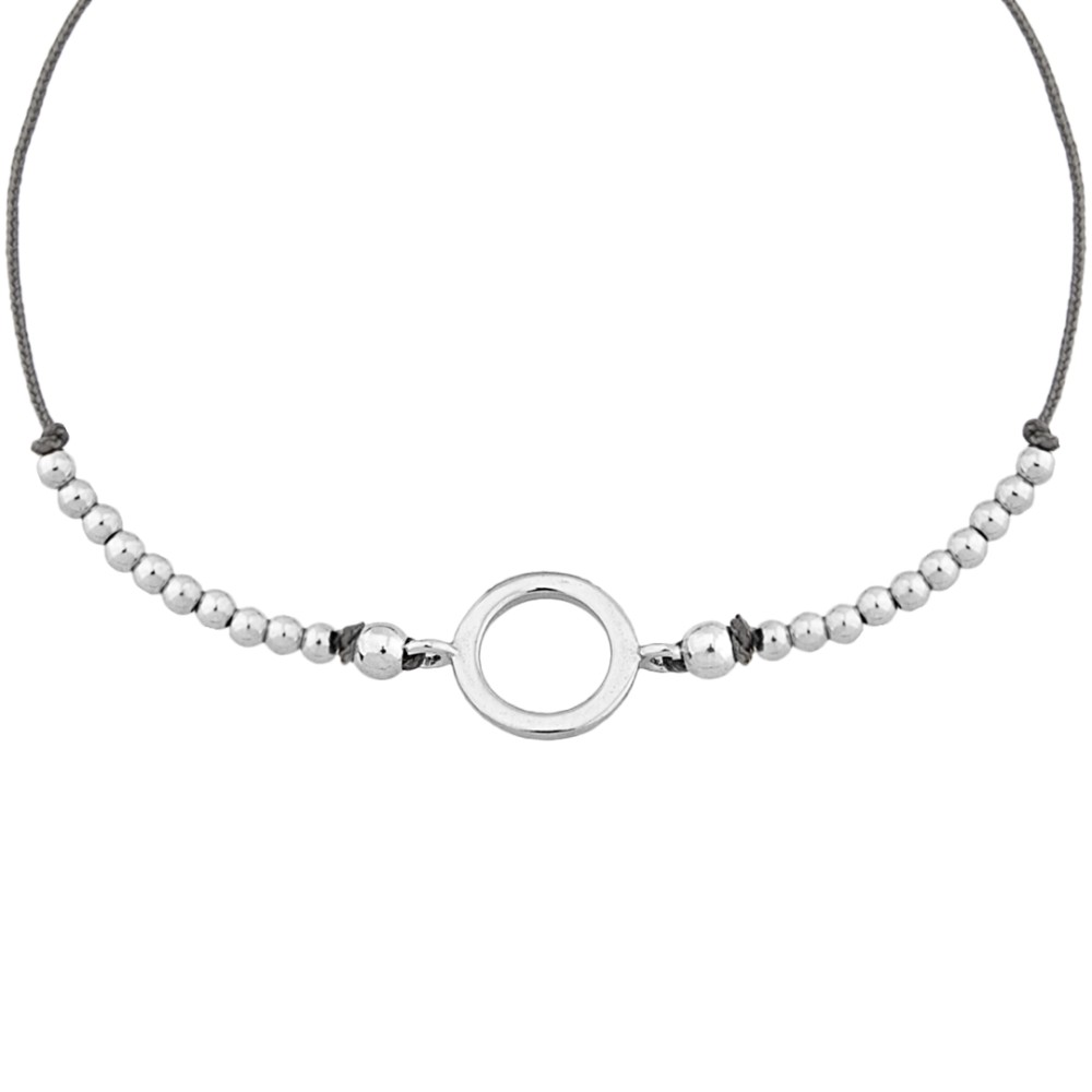 Sterling silver 925°.  Open circle and beads on cord