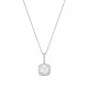 Sterling silver 925°. Square solitaire and halo pendant