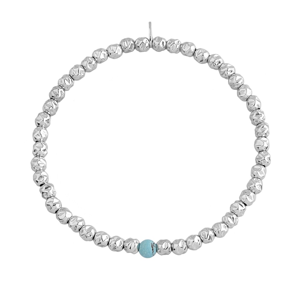 Sterling silver 925°.  Hammered beads and magnesite bracelet