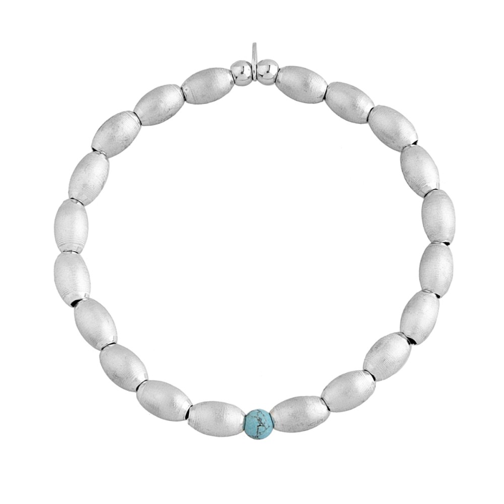 Sterling silver 925°.  Matte oval beads & magnesite bracelet
