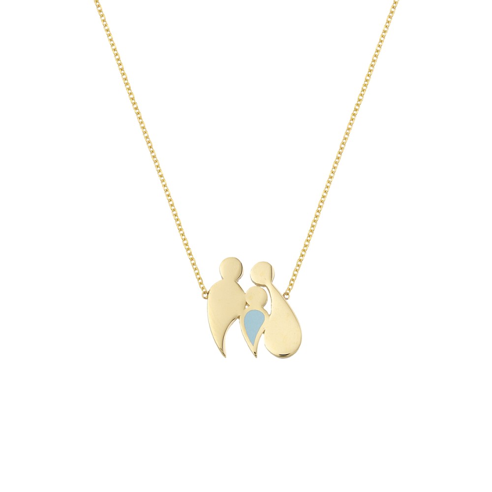9kt Gold. Abstract family pendant with son
