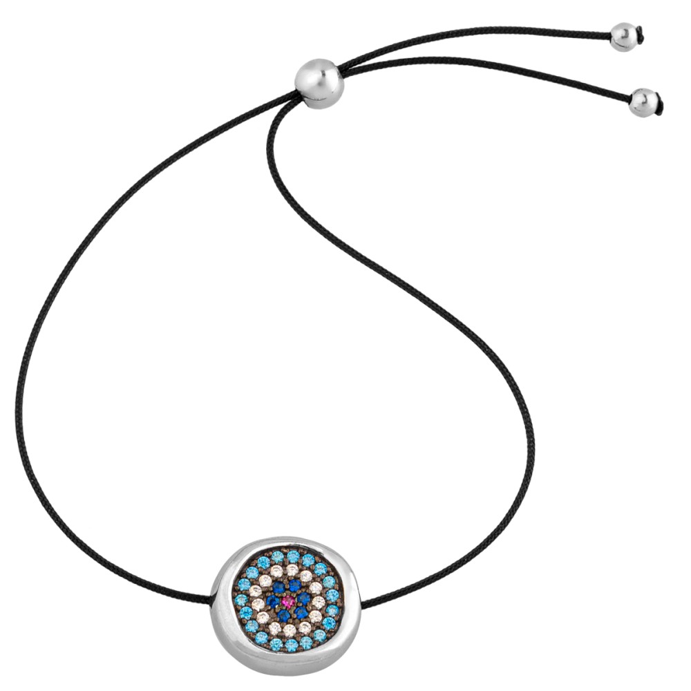 Sterling silver 925°.  Round Evil Eye with CZ