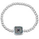 Sterling silver 925°.  Bead and square amulet bracelet
