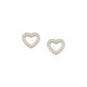 Sterling silver 925°. Open heart studs with white CZ
