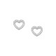 Σκουλαρίκια στικ σχέδιο καρδιά με πέτρες ζιργκόν από επιπλατινωμένο ασήμι 925°