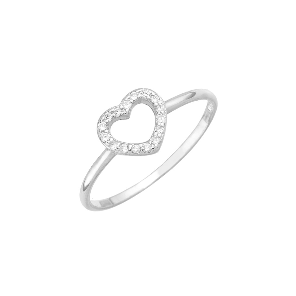 Δαχτυλίδι σχέδιο καρδιά με πέτρες ζιργκόν από επιπλατινωμένο ασήμι 925°