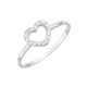 Sterling silver 925°. Open heart ring with white CZ