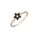 Sterling silver 925°. Open star ring with black CZ