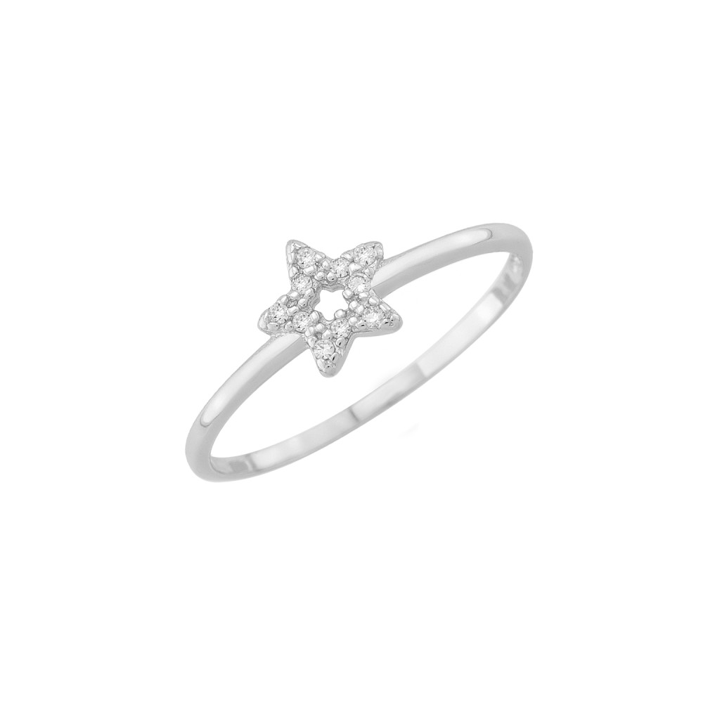 Sterling silver 925°. Open star ring with CZ 