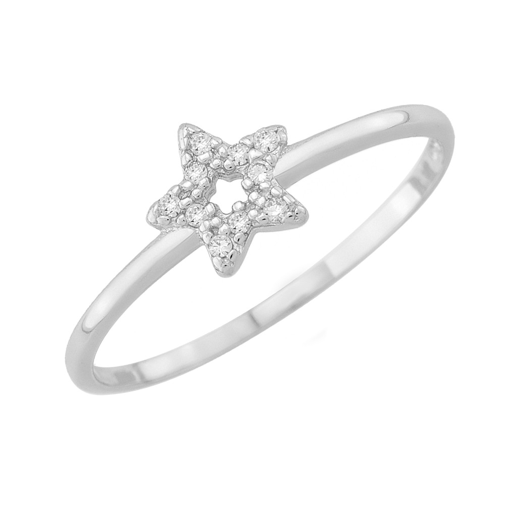Sterling silver 925°. Open star ring with CZ 