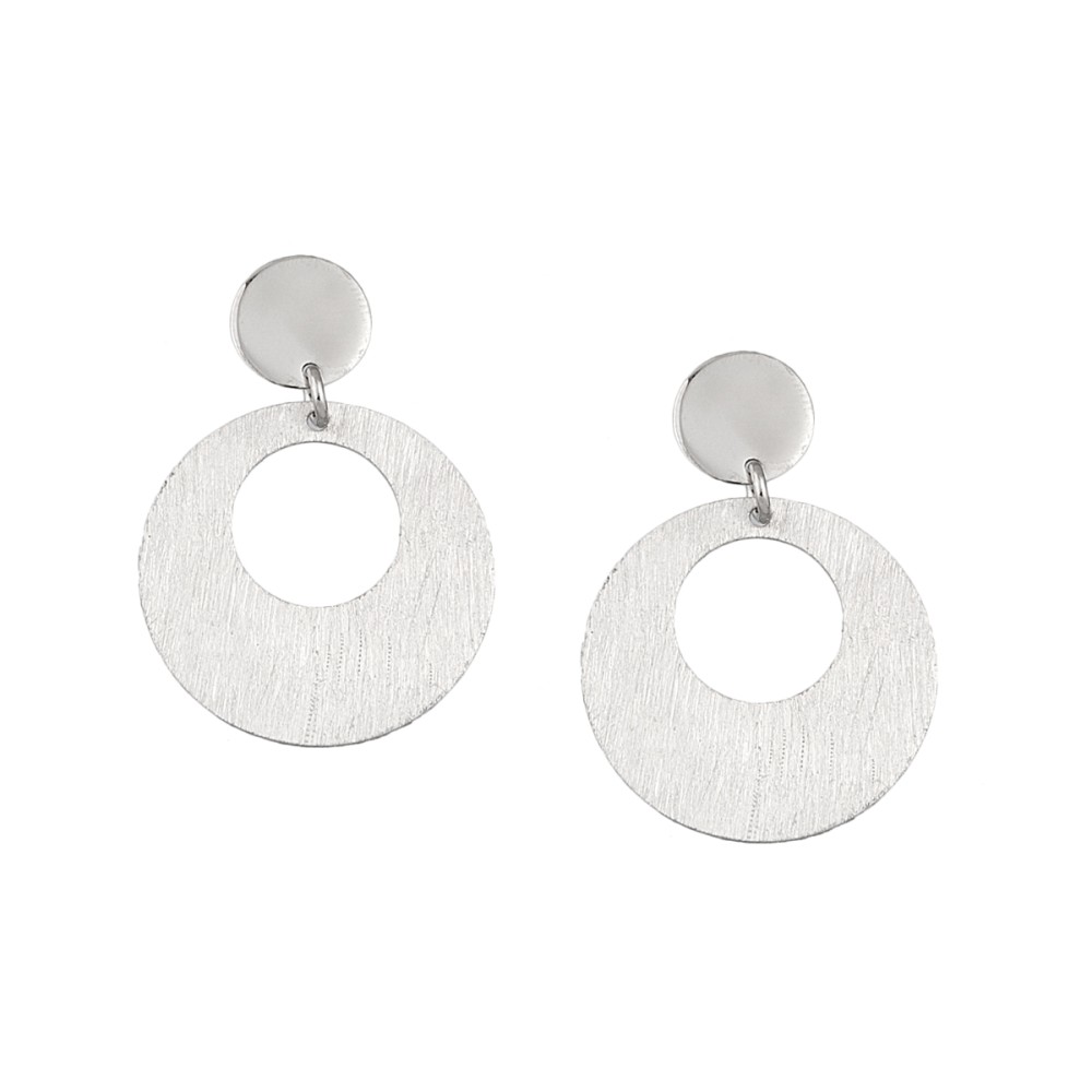 Sterling silver 925°. Double disc drop earrings