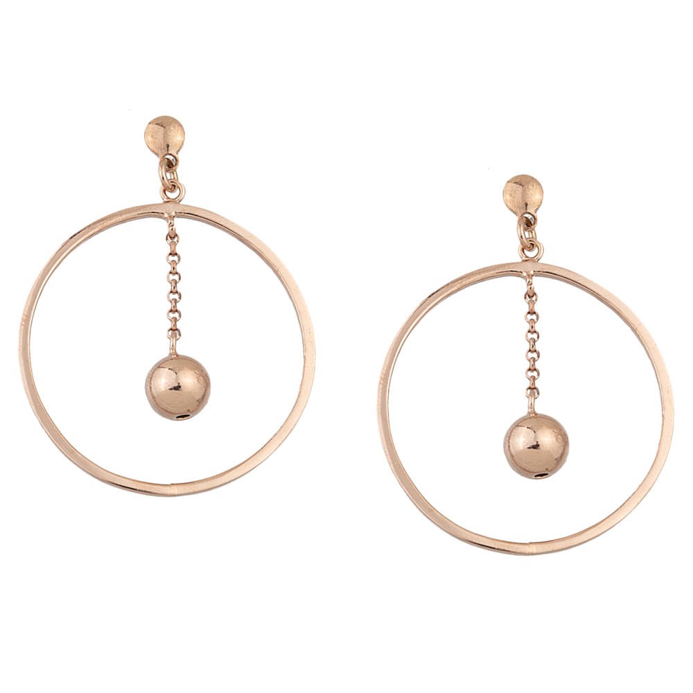 Sterling silver 925°. Open circle and solid ball earrings