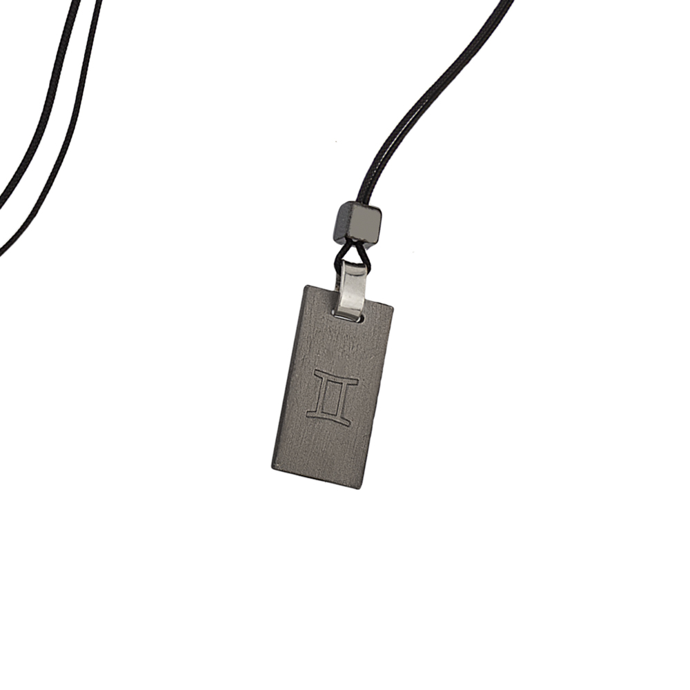 Sterling silver 925°. Gemini Zodiac necklace on cord.