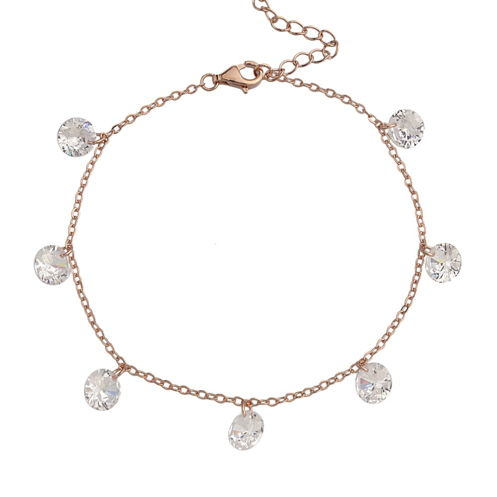 Sterling silver 925°. Seven crystals chain bracelet