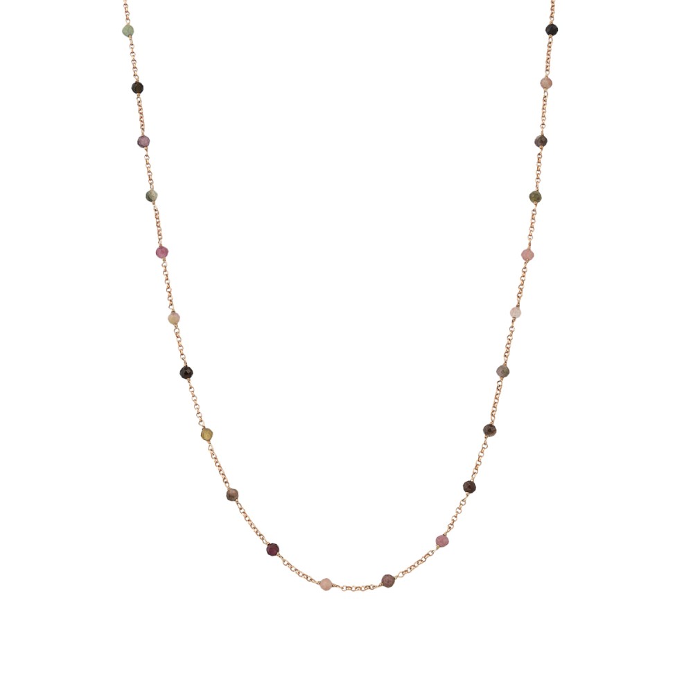 Sterling silver 925°. Rosary style tourmaline necklace