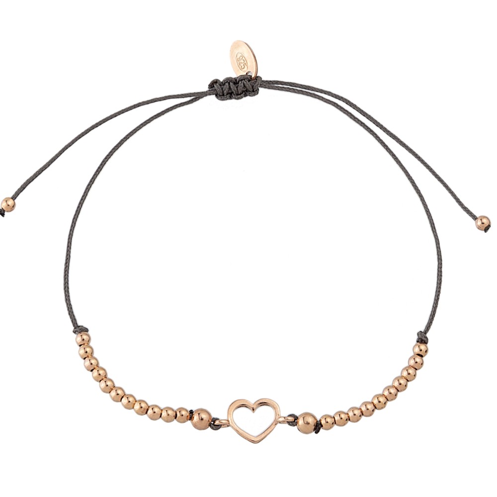 Sterling silver 925°. Open heart and bead bracelet