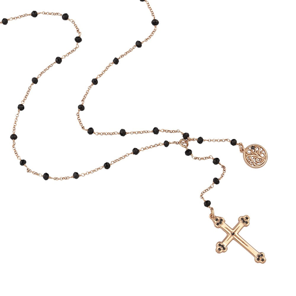 Sterling silver 925°. Rosary style necklace 80cm
