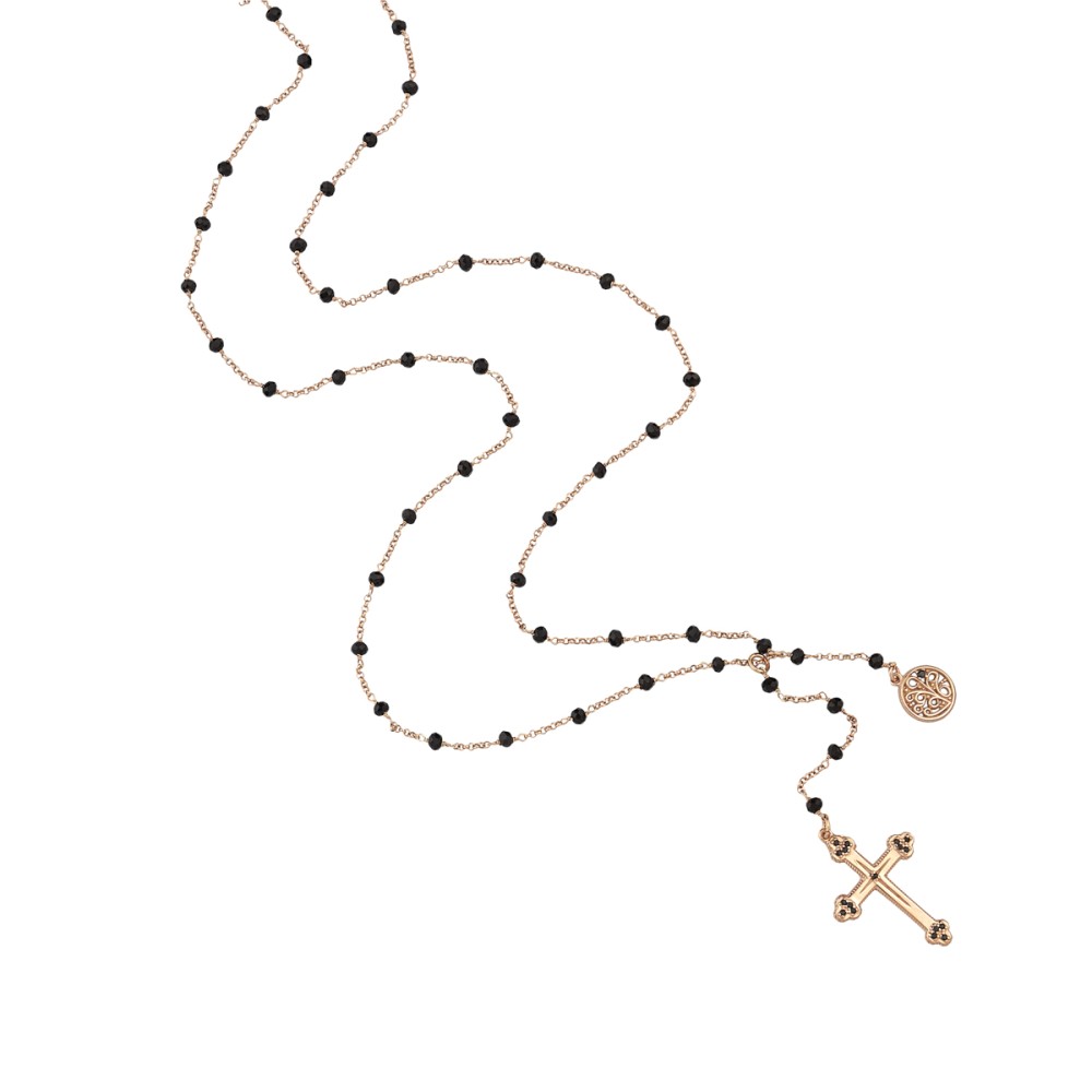 Sterling silver 925°. Rosary style necklace 80cm