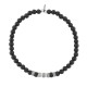 Sterling silver 925°. Mens bracelet with black and barrel beads