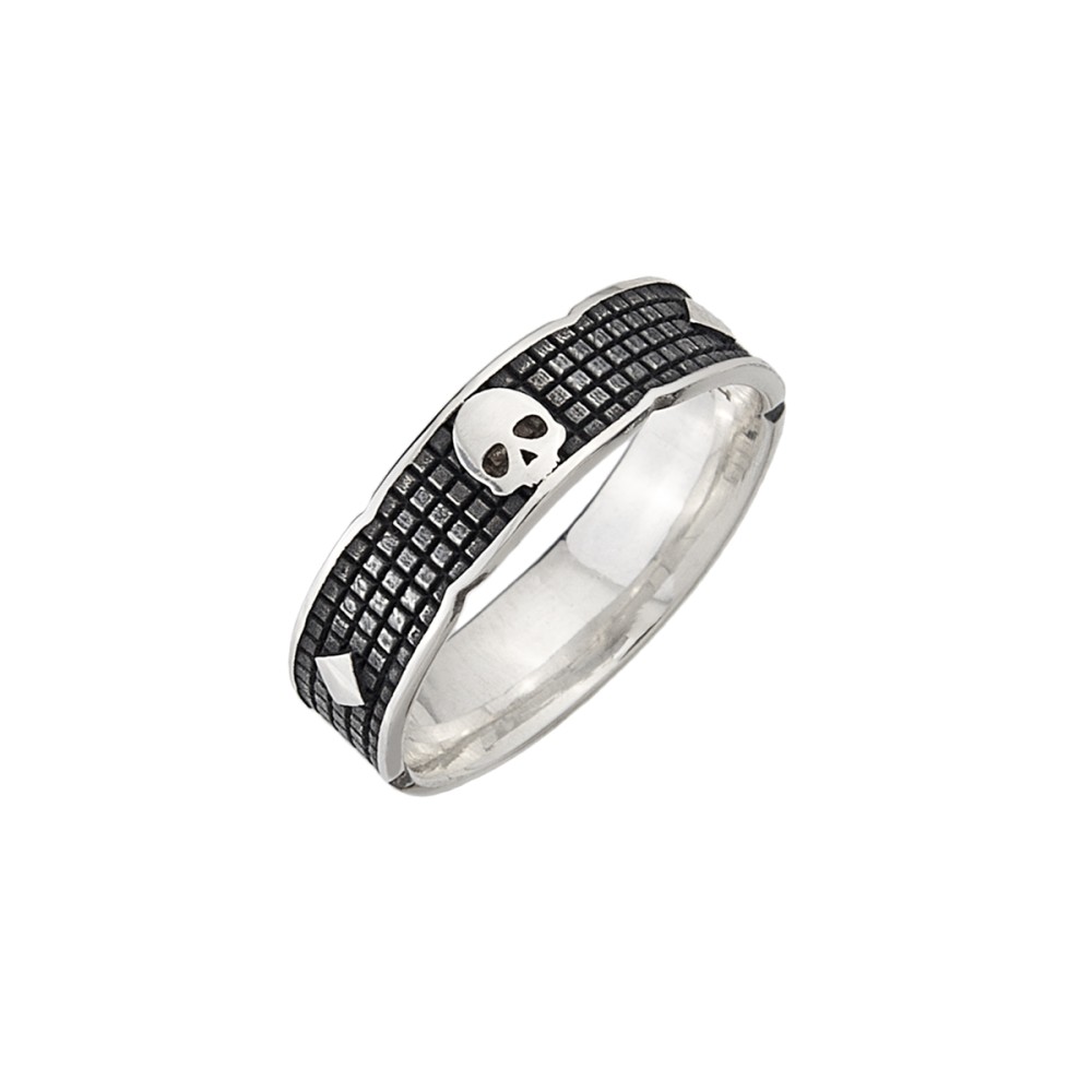 Sterling silver 925°. Men's black and silver skull ring