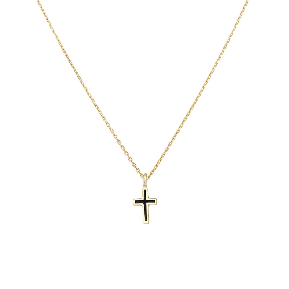 9ct gold. Enamel and gold cross