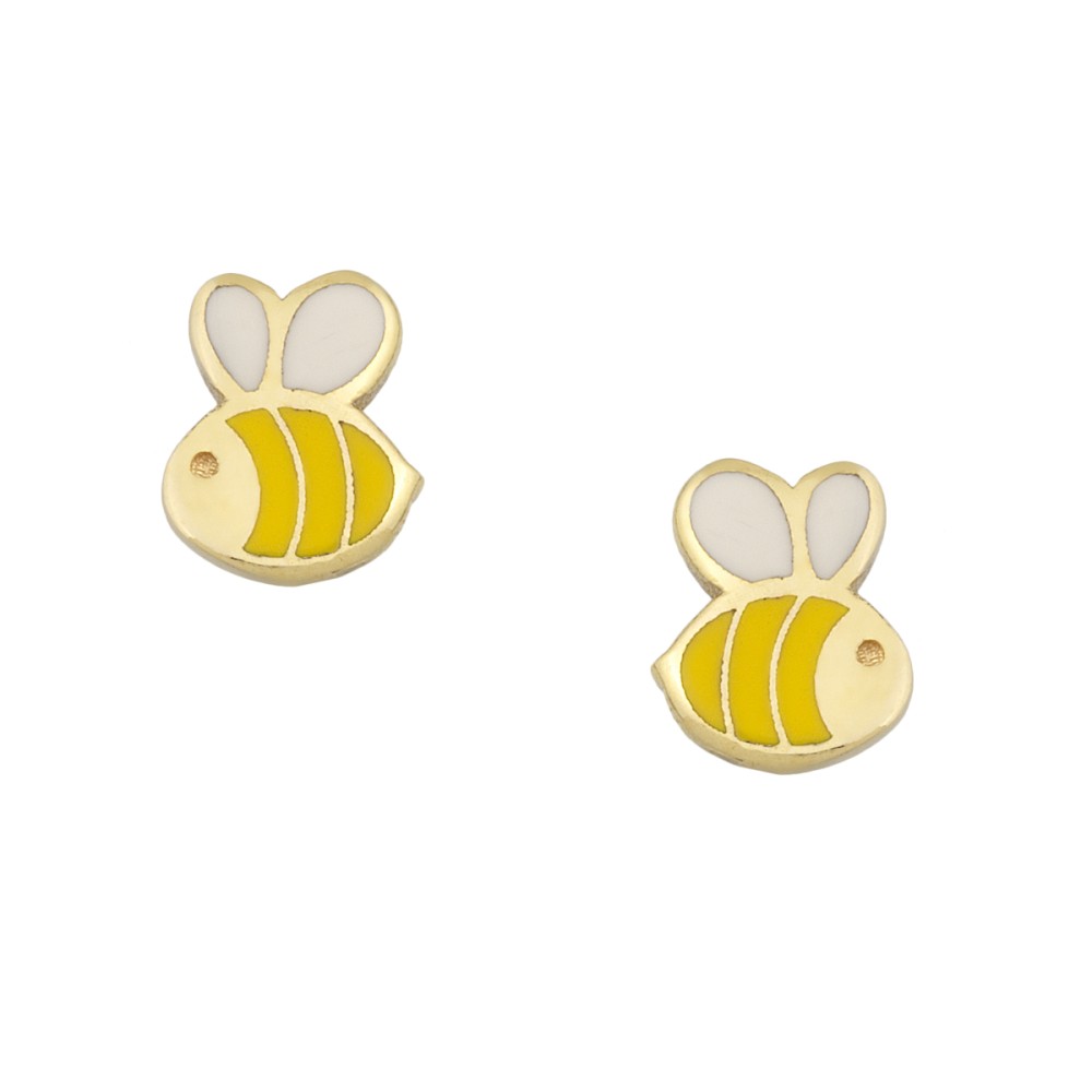 9ct gold. Buzzing bee stud earrings