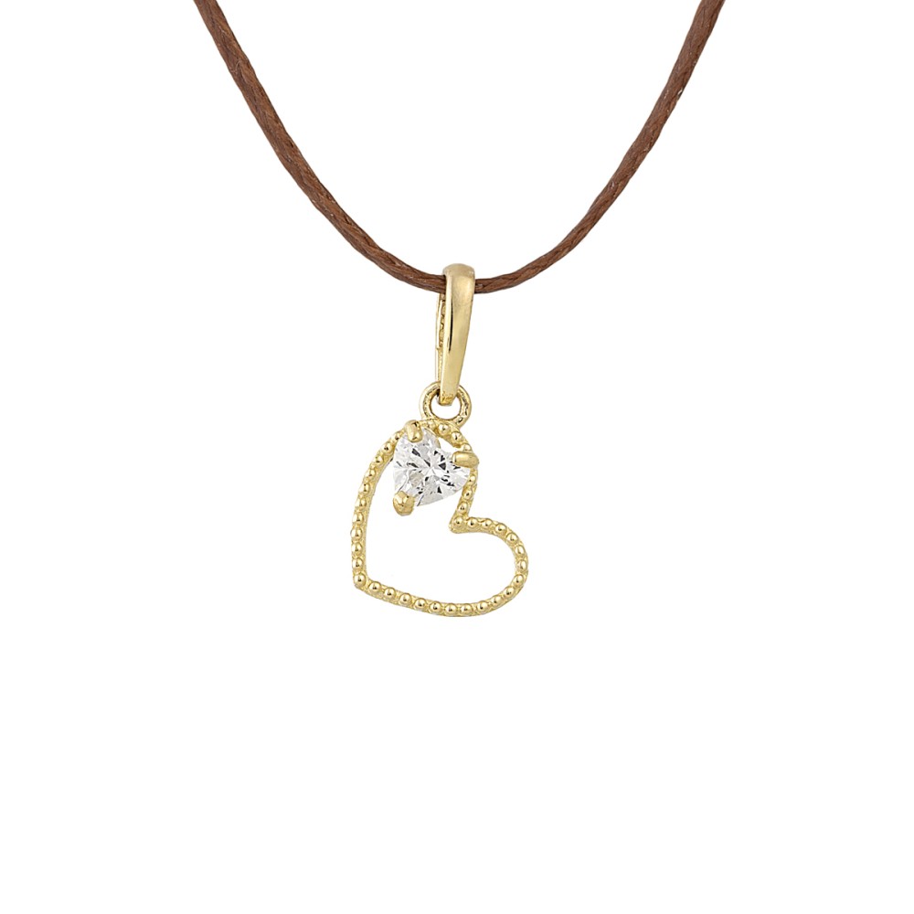 Gold 9ct. Double heart necklace on cord