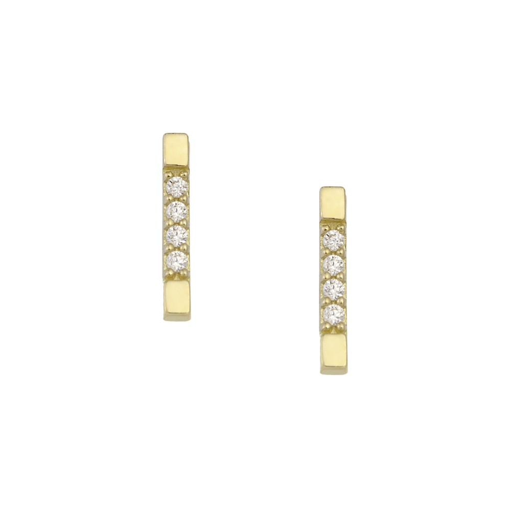 Gold 9ct. Linear bar studs with CZ