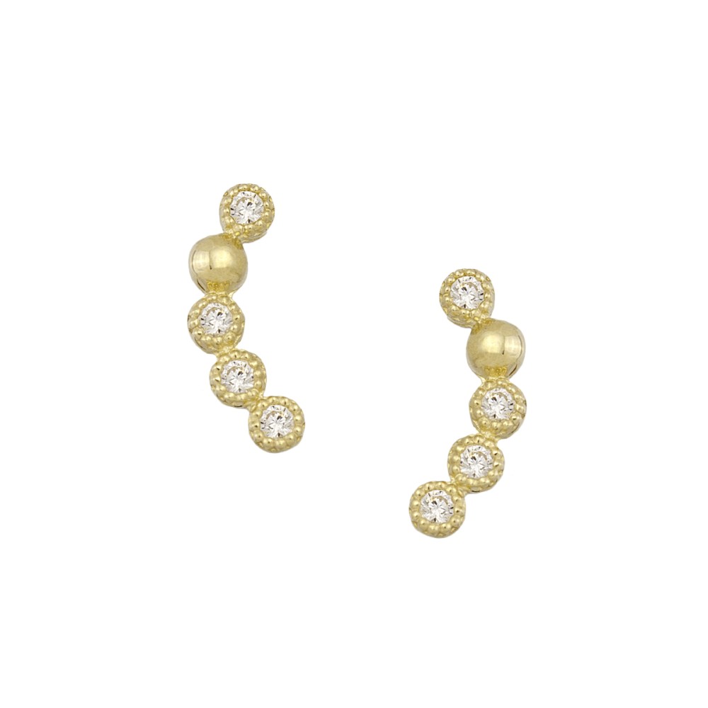 Gold 9ct. Curve earrings with CZ