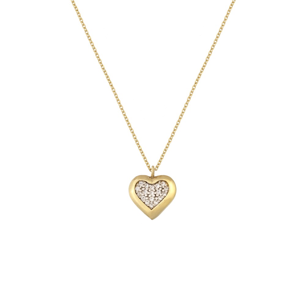 9ct gold. Gold and CZ heart pendant
