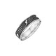 Stainless steel . Mens black and silver lightning ring