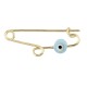 Gold 9ct. Safety pin with mati charm