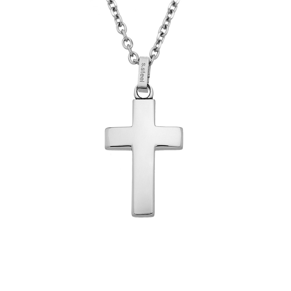 Stainless steel. Curved men's cross