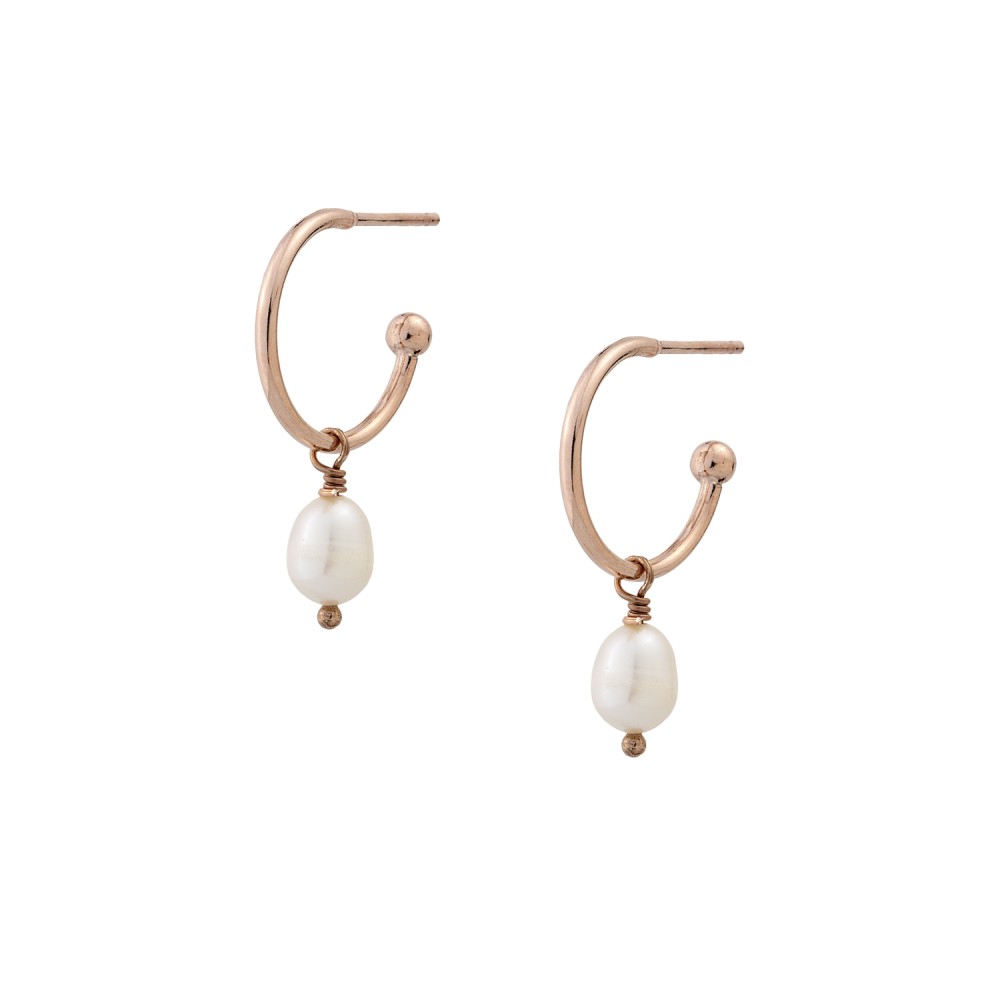 Sterling silver 925°. Half hoop earrings with pearls