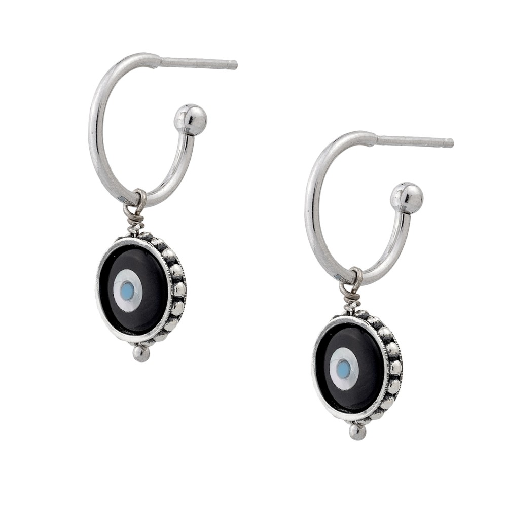 Sterling silver 925°. Half hoop earrings with mati