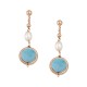 Sterling silver 925°. Pearl & turquoise drop earrings