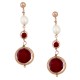 Sterling silver 925°. Red agate & pearl drop earrings