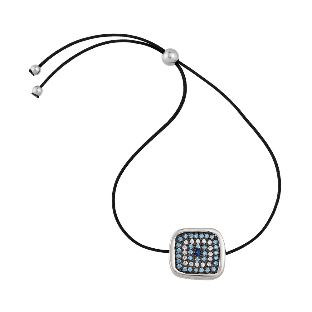 Sterling silver 925°. Square Evil Eye with CZ