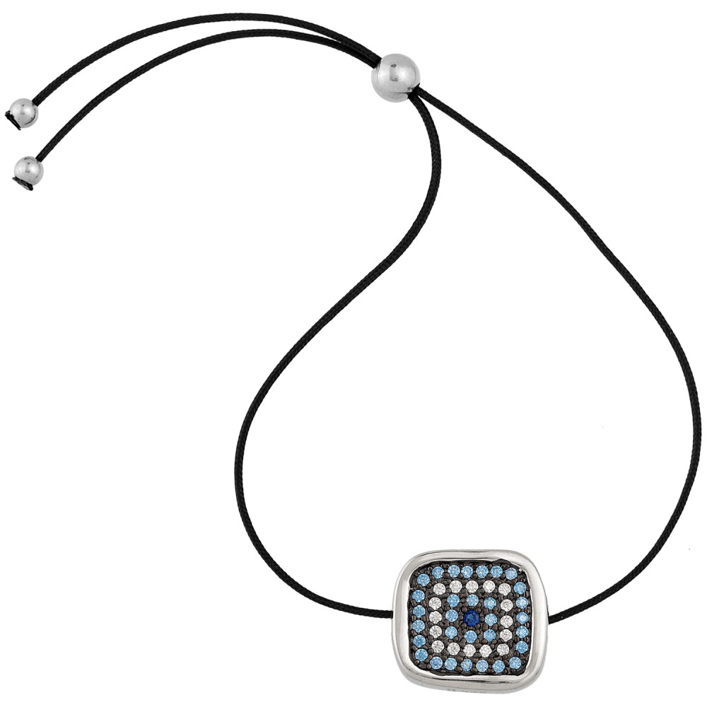 Sterling silver 925°. Square Evil Eye with CZ