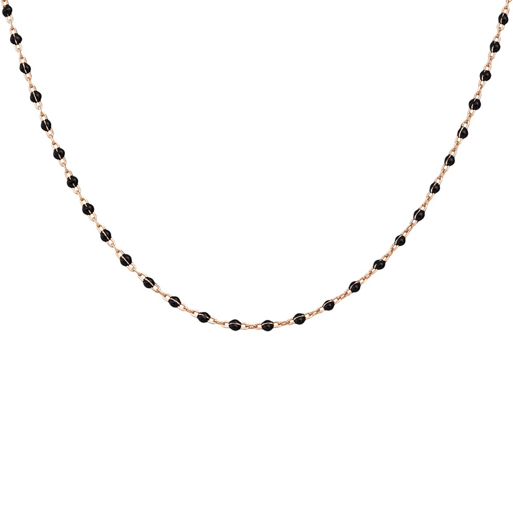 Sterling silver 925°. Rosary necklace with black enamel beads