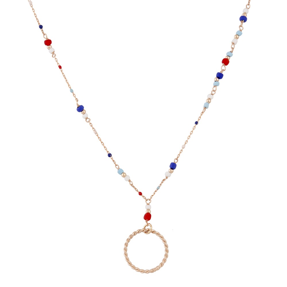 Sterling silver 925°. Coloured bead station necklace