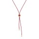Sterling silver 925°. Tie cord necklace with red CZ