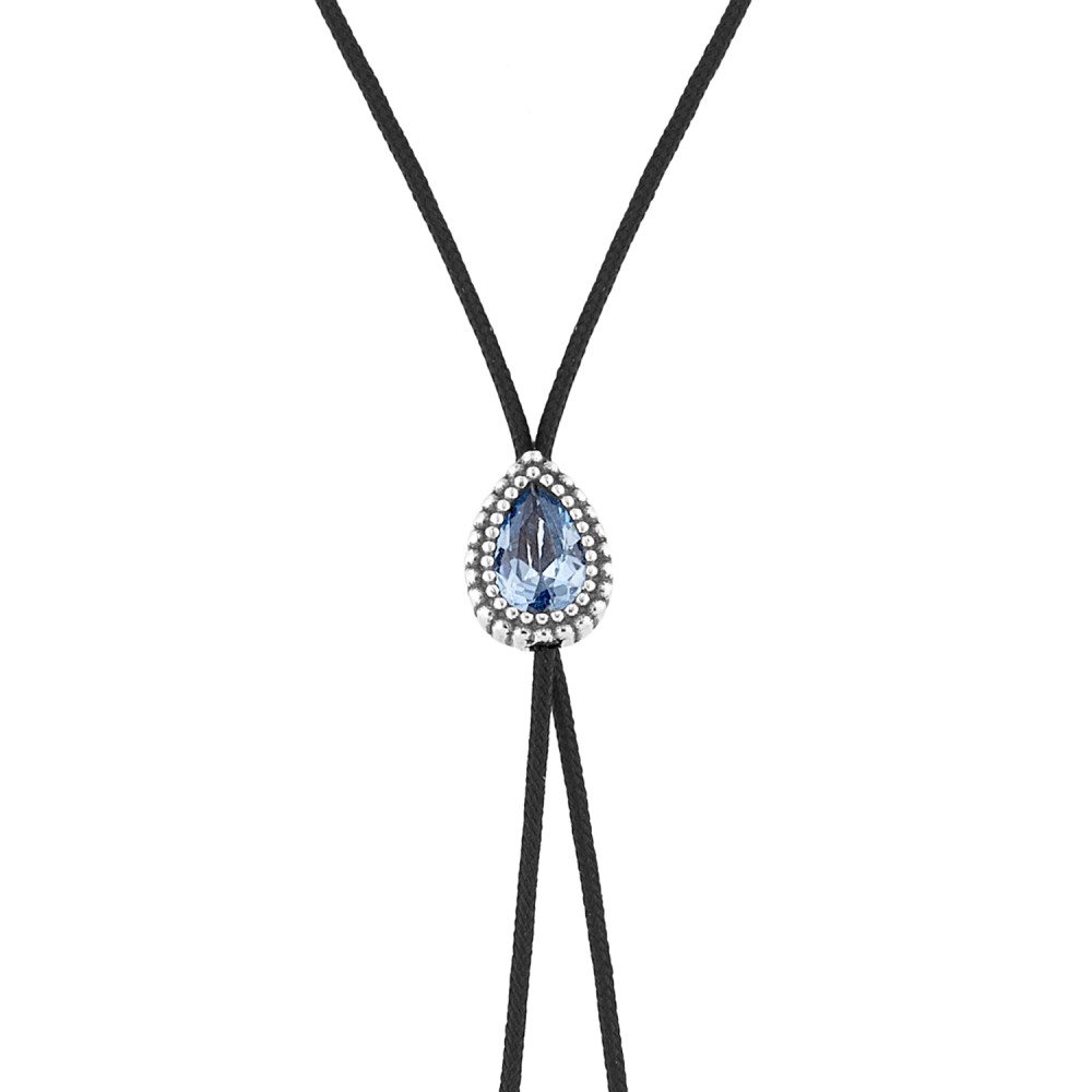Sterling silver 925°. Y-necklace with teardrop CZ