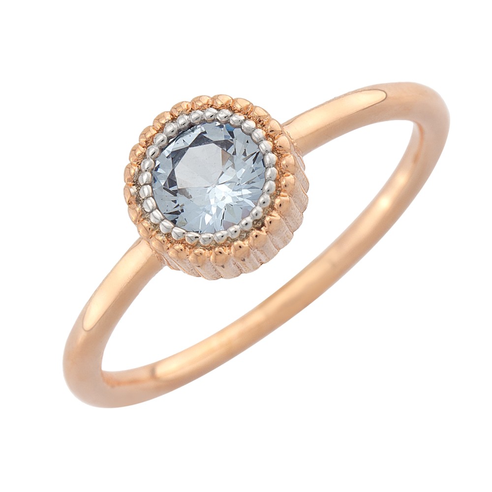 Δαχτυλίδι σχέδιο στρογγυλό με πέτρες ζιργκόν από ροζ επιχρυσωμένο ασήμι 925.